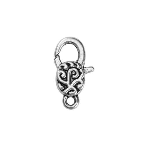 Lobster Claw Clasps, Abstract Design, Double-Sided, Antique Silver, Alloy, 30x16mm - BEADED CREATIONS