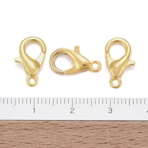 Lobster Claw Clasps, Gold Plated, Alloy, 14x8mm - BEADED CREATIONS