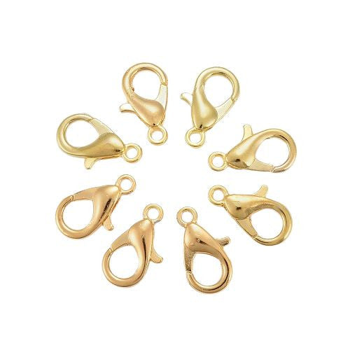 Lobster Claw Clasps, Golden, Alloy, 14x8mm - BEADED CREATIONS