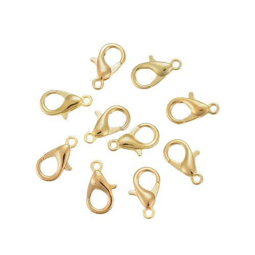 Lobster Claw Clasps, Golden, Alloy, 14x8mm - BEADED CREATIONS