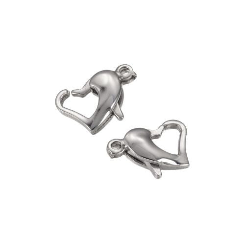 Lobster Claw Clasps, Heart, 304 Stainless Steel, Silver Tone, 11.5x8mm - BEADED CREATIONS