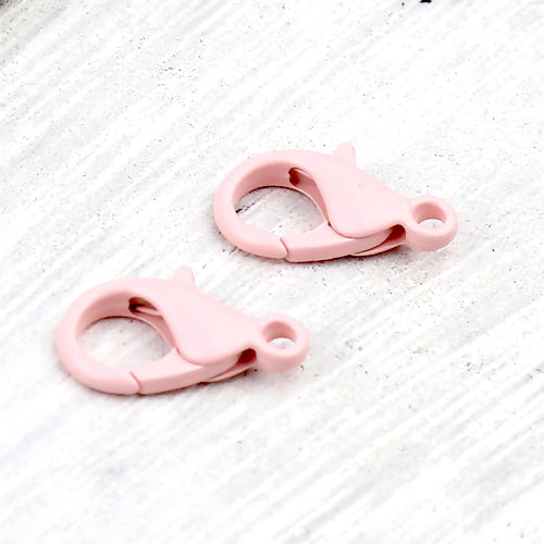 Lobster Claw Clasps, Pink, Color Plated, Alloy, 14x8mm - BEADED CREATIONS