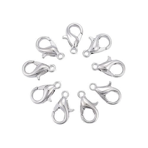 Lobster Claw Clasps, Silver Tone, Alloy, 10x6mm - BEADED CREATIONS