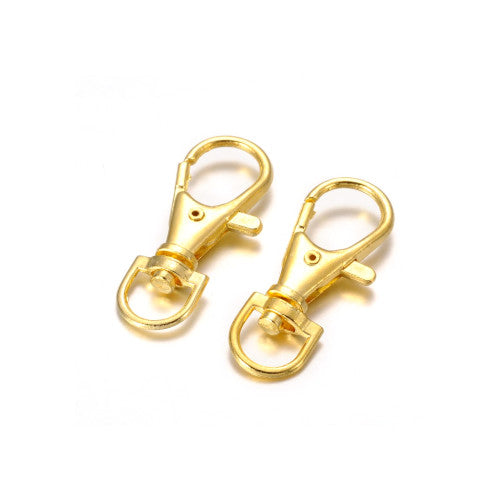Lobster Claw Clasps, Swivel Snap Hook, Golden, Alloy, 35x13mm - BEADED CREATIONS