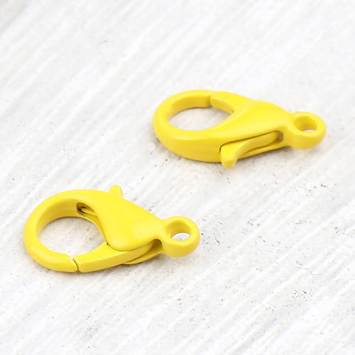 Lobster Claw Clasps, Yellow, Color Plated, Alloy, 14x8mm - BEADED CREATIONS