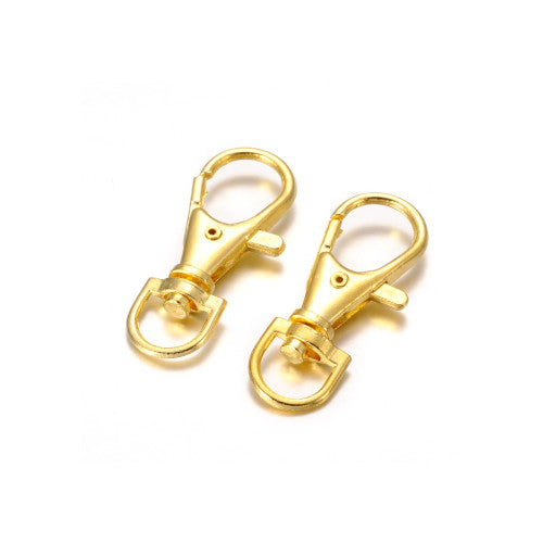 Lobster Clasps, Swivel, Gold Plated, Alloy, 35x13mm - BEADED CREATIONS