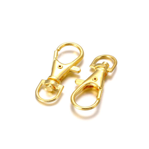 Lobster Clasps, Swivel, Gold Plated, Alloy, 35x13mm - BEADED CREATIONS