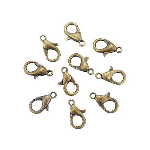 Lobster Claw Clasps, Antique Bronze, Alloy, 10x6mm - BEADED CREATIONS