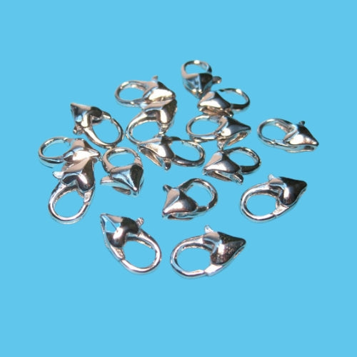Lobster Claw Clasps, Heart Shaped, Silver Plated, Alloy, 12x7mm - BEADED CREATIONS