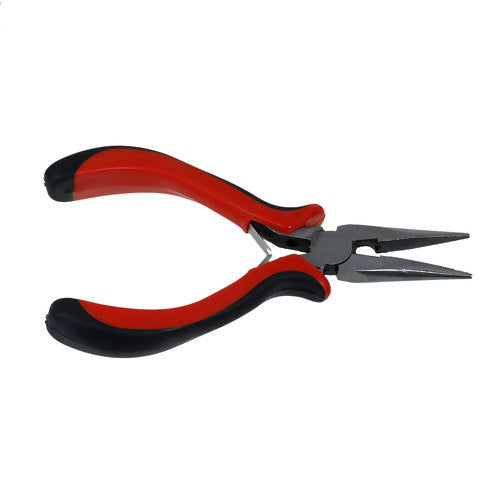 Long Chain Nose Pliers, Smooth Jaw, Carbon Steel, Red, Black, 13.5cm - BEADED CREATIONS