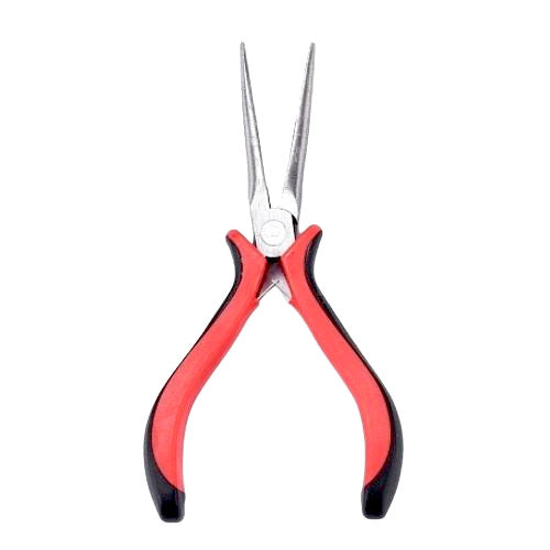 Long Needle Nose Pliers, Carbon Steel, Rubber, Red, Black, 15cm - BEADED CREATIONS