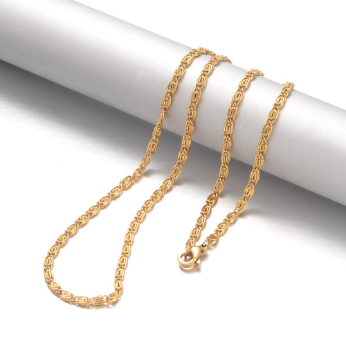 Lumachina Chain Necklace, Stainless Steel, Golden, 45cm - BEADED CREATIONS