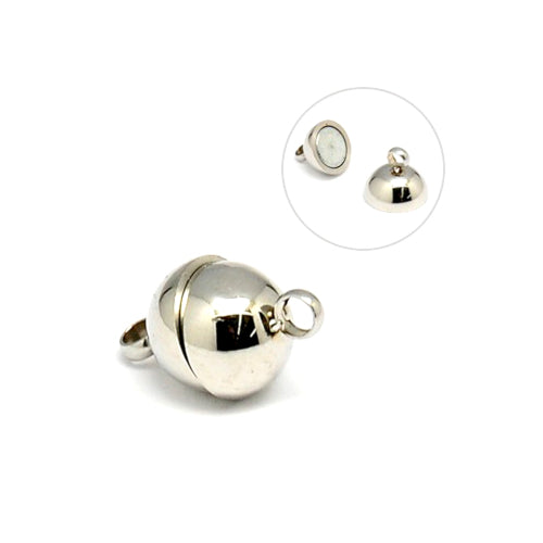 Magnetic Clasps, Round, 304 Stainless Steel, Silver Tone, 10.5-12x5.5-6mm - BEADED CREATIONS
