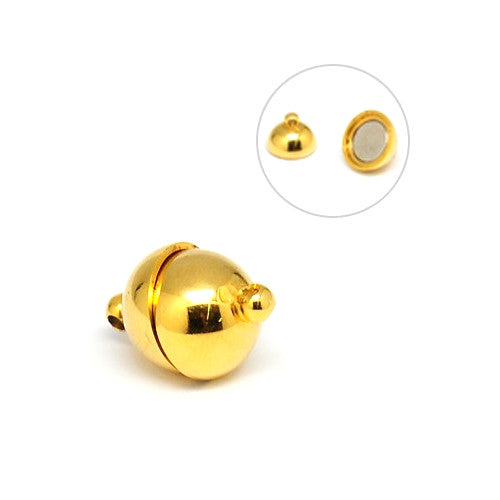 Magnetic Clasps, Stainless Steel, Round, Ion Plated, Golden, 15x10mm - BEADED CREATIONS