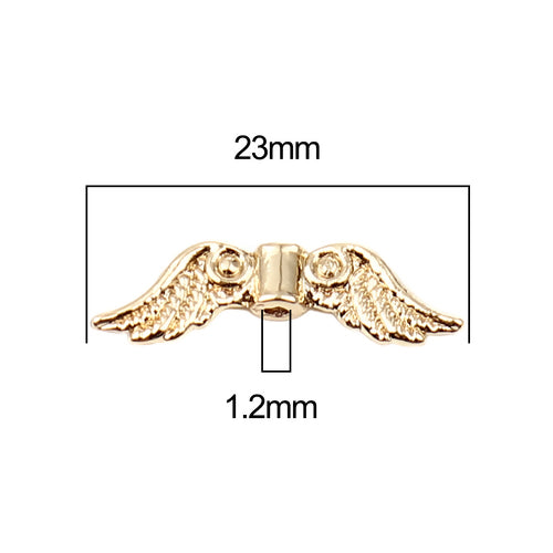 Metal Beads, Angel Wings, Ornate, 16K Gold Plated, Alloy, 23mm - BEADED CREATIONS