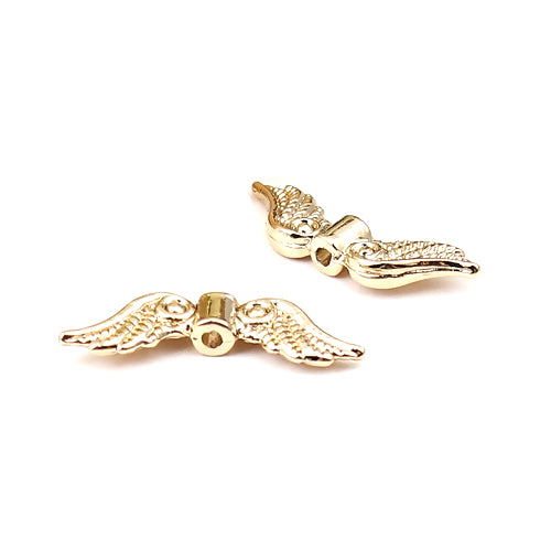 Metal Beads, Angel Wings, Ornate, 16K Gold Plated, Alloy, 23mm - BEADED CREATIONS