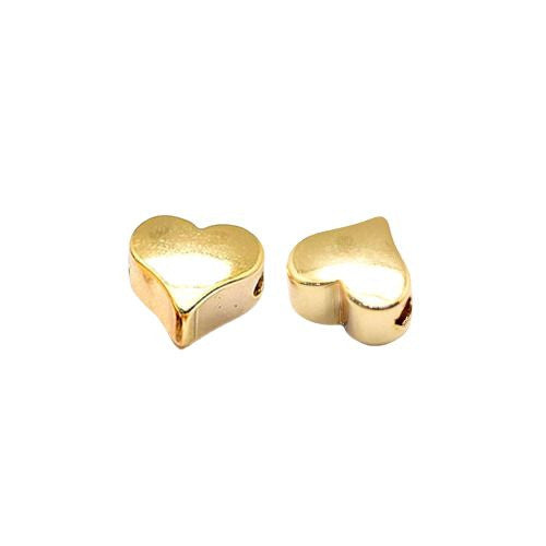 Metal Beads, Heart, 18K Gold Plated, Brass, 5.5mm - BEADED CREATIONS