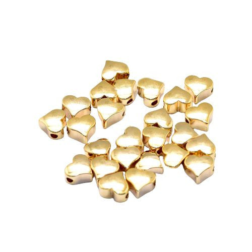 Metal Beads, Heart, 18K Gold Plated, Brass, 5.5mm - BEADED CREATIONS