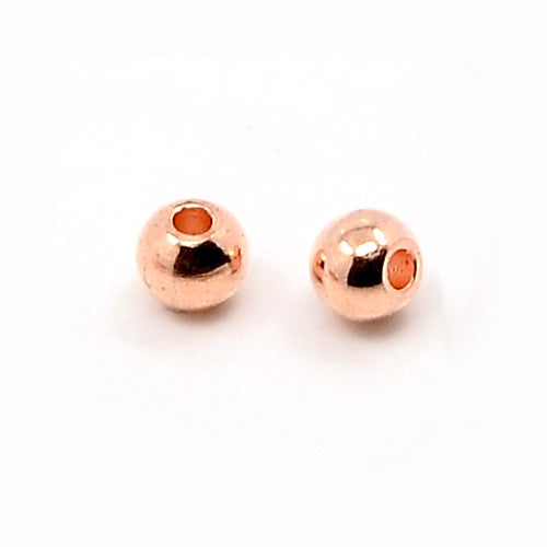 Metal Beads, Round, Rose Gold, Brass, 4mm - BEADED CREATIONS