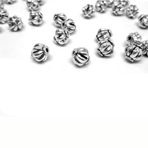 Metal Spacer Beads, Barrel, Grooved, Antique Silver, Alloy, 6mm - BEADED CREATIONS