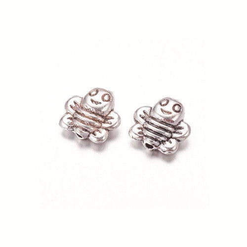 Metal Spacer Beads, Bee, Double-Sided, Antique Silver, Alloy, 9mm - BEADED CREATIONS