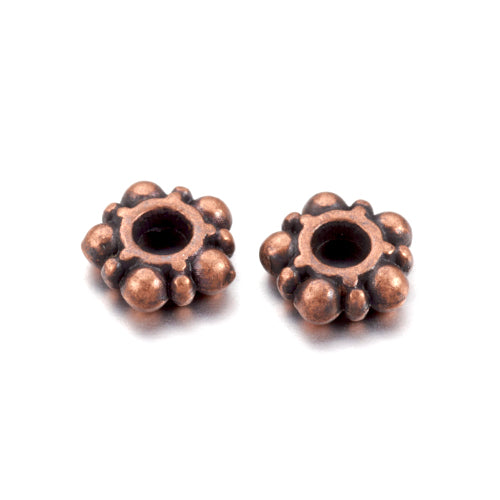 Metal Spacer Beads, Daisy Spacer Beads, Red Copper, Alloy, 5.8mm - BEADED CREATIONS