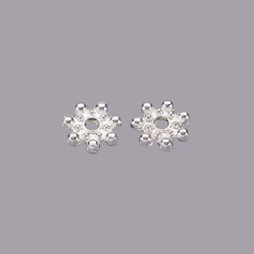 Metal Spacer Beads, Daisy, Silver Plated, Alloy, 8mm - BEADED CREATIONS