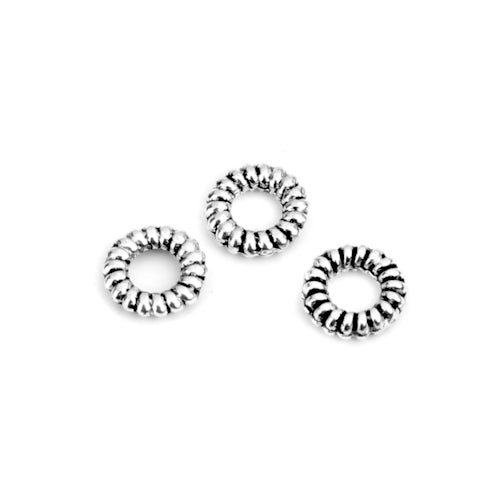 Metal Spacer Beads, Donut, Grooved, Antique Silver, Alloy, 4mm - BEADED CREATIONS