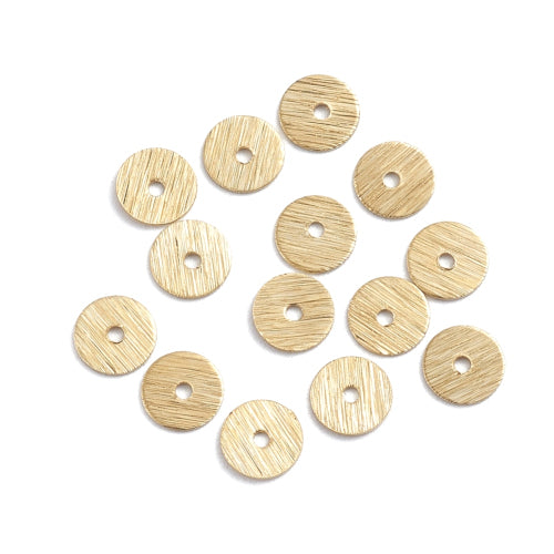 Metal Spacer Beads, Flat, Round, Disc, Gold Plated, Brass, 6mm - BEADED CREATIONS