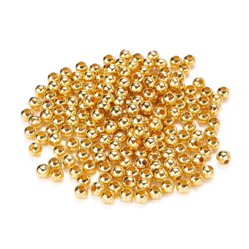 Metal Spacer Beads, Round, Smooth, Gold Plated, Iron, 5mm - BEADED CREATIONS