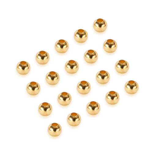 Metal Spacer Beads, Round, Smooth, Gold Plated, Iron, 5mm - BEADED CREATIONS