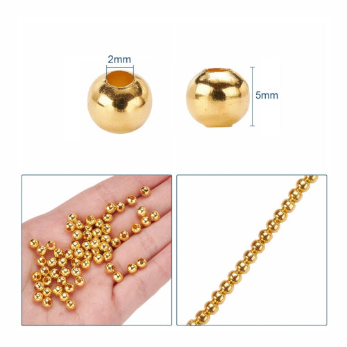 Metal Spacer Beads, Round, Smooth, Gold Plated, Iron, 5mm - BEADED CREATIONS