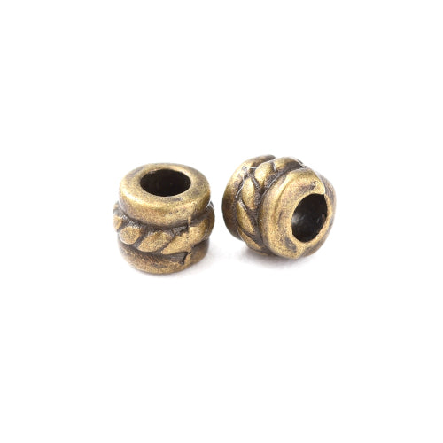 Metal Spacer Beads, Tibetan Style, Column, Grooved, Antique Bronze, Alloy, 5mm - BEADED CREATIONS