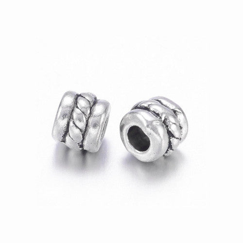 Metal Spacer Beads, Tibetan Style, Column, Grooved, Antique Silver, Alloy, 5mm - BEADED CREATIONS