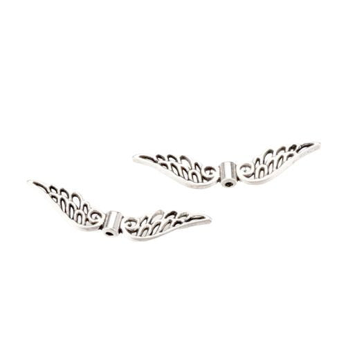 Metal Beads, Angel Wings, Filigree, Antique Silver, Alloy, 32mm - BEADED CREATIONS