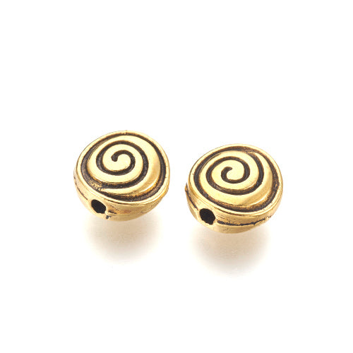 Metal Beads, Round, Grooved, Vortex, Antique Gold Plated, Alloy, 8mm - BEADED CREATIONS