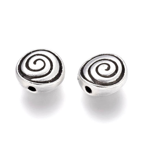 Metal Beads, Round, Grooved, Vortex, Antique Silver, Alloy, 8mm - BEADED CREATIONS