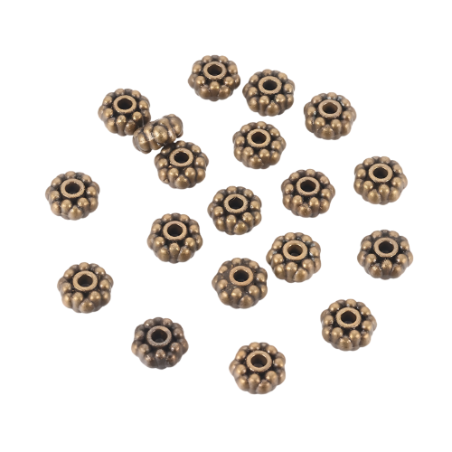 Metal Spacer Beads, Daisy, Antique Bronze, Alloy, 8mm - BEADED CREATIONS