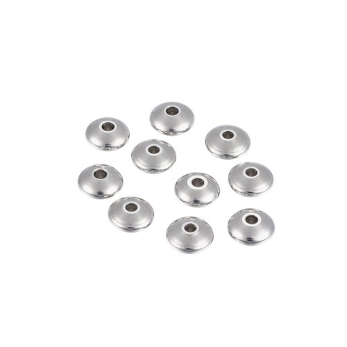 Metal Spacer Beads, Rondelle, Silver, Stainless Steel, 8mm - BEADED CREATIONS
