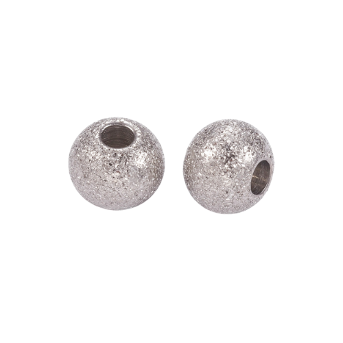 Metal Spacer Beads, Round, Textured, Stainless Steel, Silver, 6mm - BEADED CREATIONS