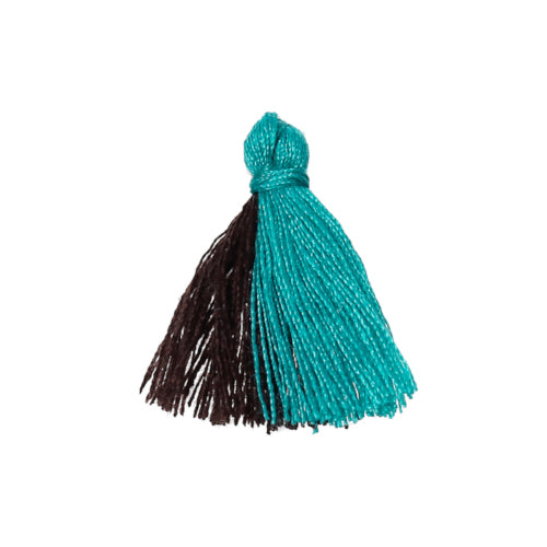 Mini Tassels, Cotton, Teal, Dark Brown, 25mm - BEADED CREATIONS