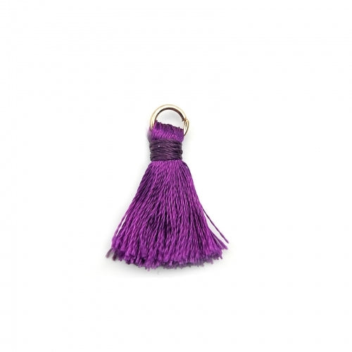 Mini Tassels, With Gold Jump Ring, Dark Purple, Polyester, 25mm - BEADED CREATIONS