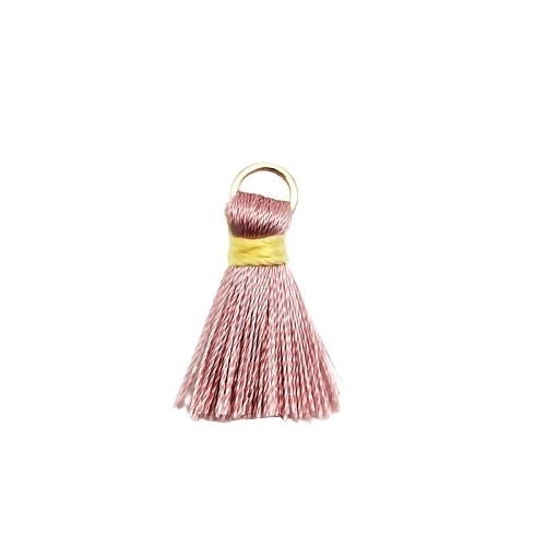 Mini Tassels, With Gold Jump Ring, Dusty Pink, Polyester, 25mm - BEADED CREATIONS