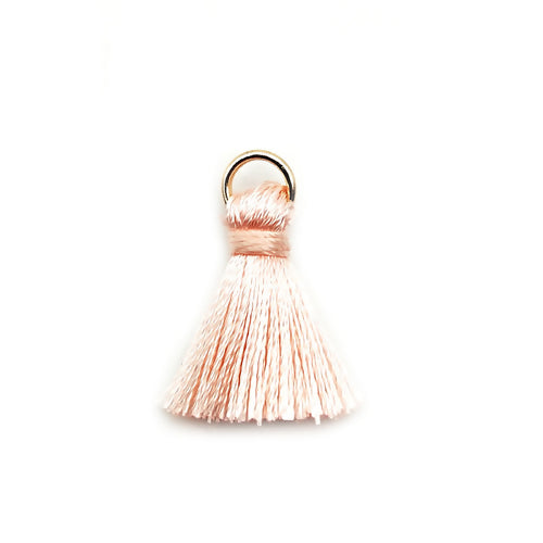 Mini Tassels, With Gold Jump Ring, Peach, Polyester, 25mm - BEADED CREATIONS