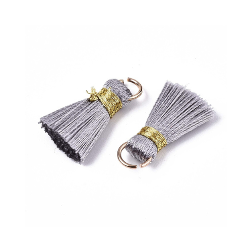Mini Tassels, With Gold Jump Ring, French Grey, 17-21mm - BEADED CREATIONS