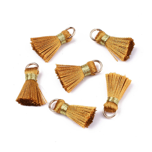 Mini Tassels, With Gold Jump Ring, Goldenrod, 17-21mm - BEADED CREATIONS
