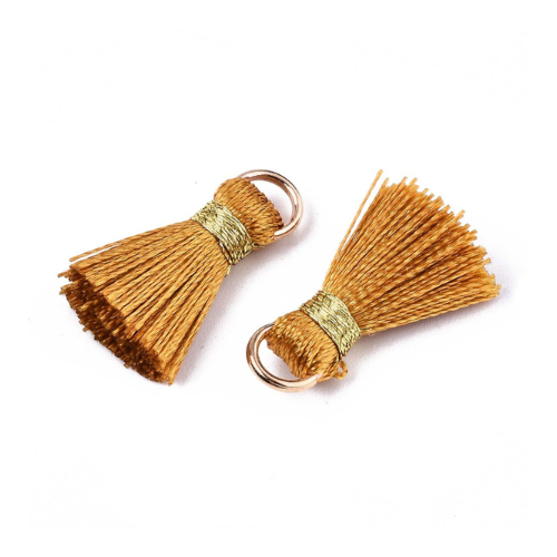 Mini Tassels, With Gold Jump Ring, Goldenrod, 17-21mm - BEADED CREATIONS