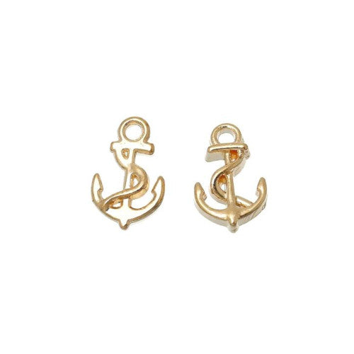 Nail Art Charms, 3D, Anchor, Golden, 9mm - BEADED CREATIONS