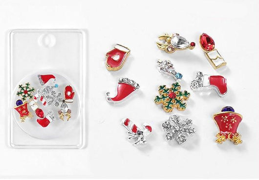 Nail Art Charms, 3D, Mixed, Enameled, Alloy, Rhinestones, Christmas Theme - BEADED CREATIONS