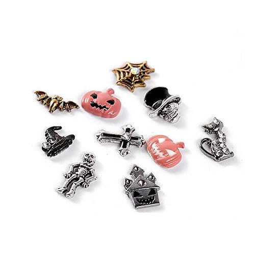 Nail Art Charms, 3D, Rhinestone Embellished, Alloy, Halloween Theme - BEADED CREATIONS